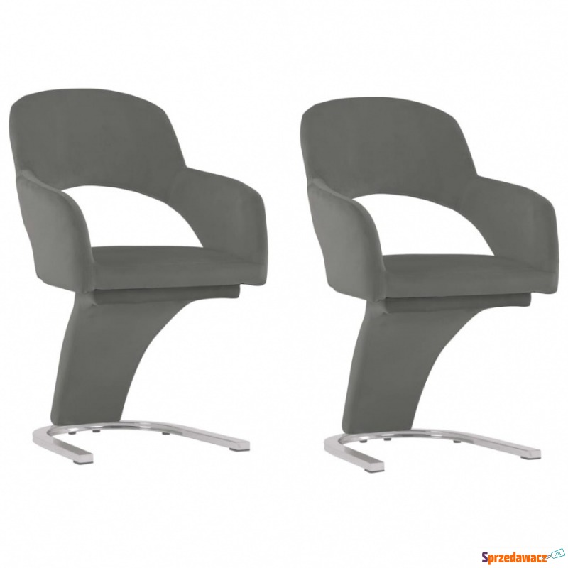 Krzesła stołowe, 2 szt., szare, aksamitne - Krzesła kuchenne - Sandomierz
