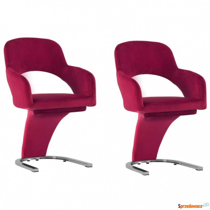Krzesła stołowe, 2 szt., winna czerwień, aksamitne - Krzesła kuchenne - Ostrowiec Świętokrzyski