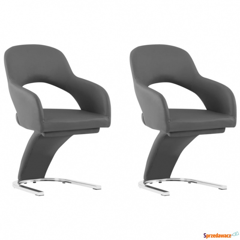 Krzesła stołowe, 2 szt., szare, sztuczna skóra - Krzesła kuchenne - Wałbrzych