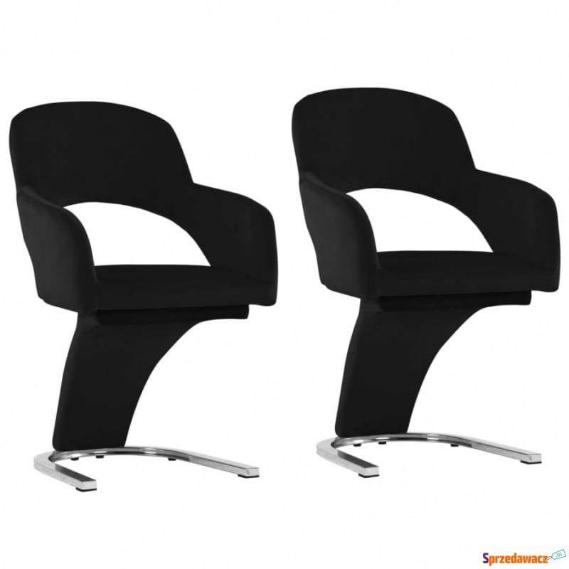 Krzesła stołowe, 2 szt., czarne, aksamitne - Krzesła kuchenne - Dębica