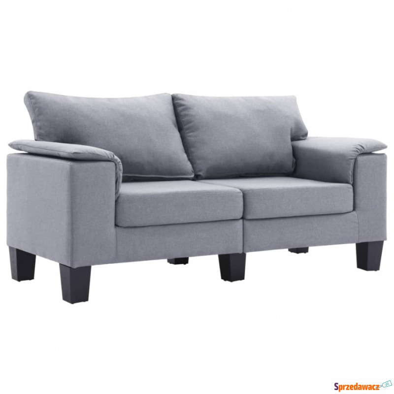Sofa 2-osobowa, jasnoszara, tapicerowana tkaniną - Sofy, fotele, komplety... - Bezrzecze