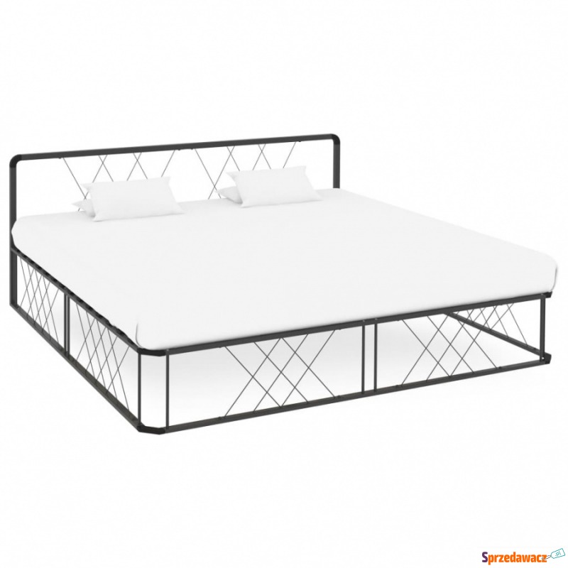 Rama łóżka, szara, metalowa, 180 x 200 cm - Łóżka - Bługowo