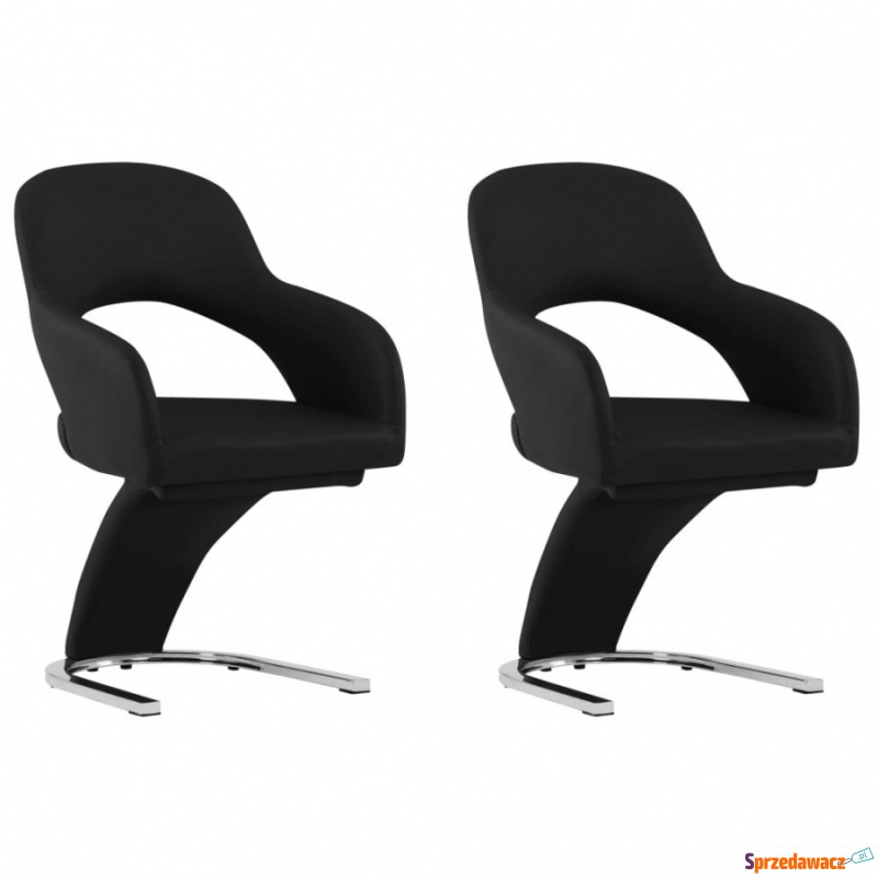 Krzesła stołowe, 2 szt., czarne, sztuczna skóra - Krzesła kuchenne - Nowogard