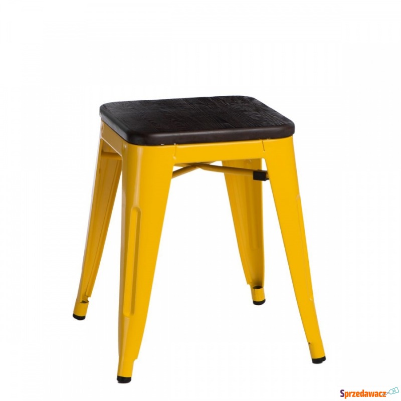 Stołek Paris Wood D2 żółty-sosna szczotkowa - Taborety, stołki, hokery - Kraśnik