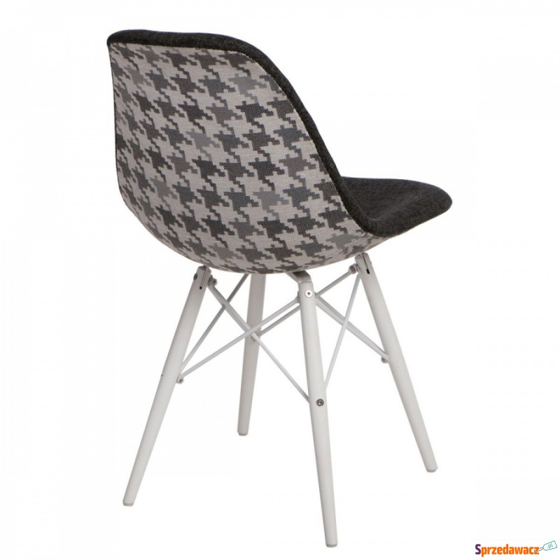 Krzesło P016W Pattern D2 szare-pepitka/białe - Krzesła do salonu i jadalni - Pruszcz Gdański