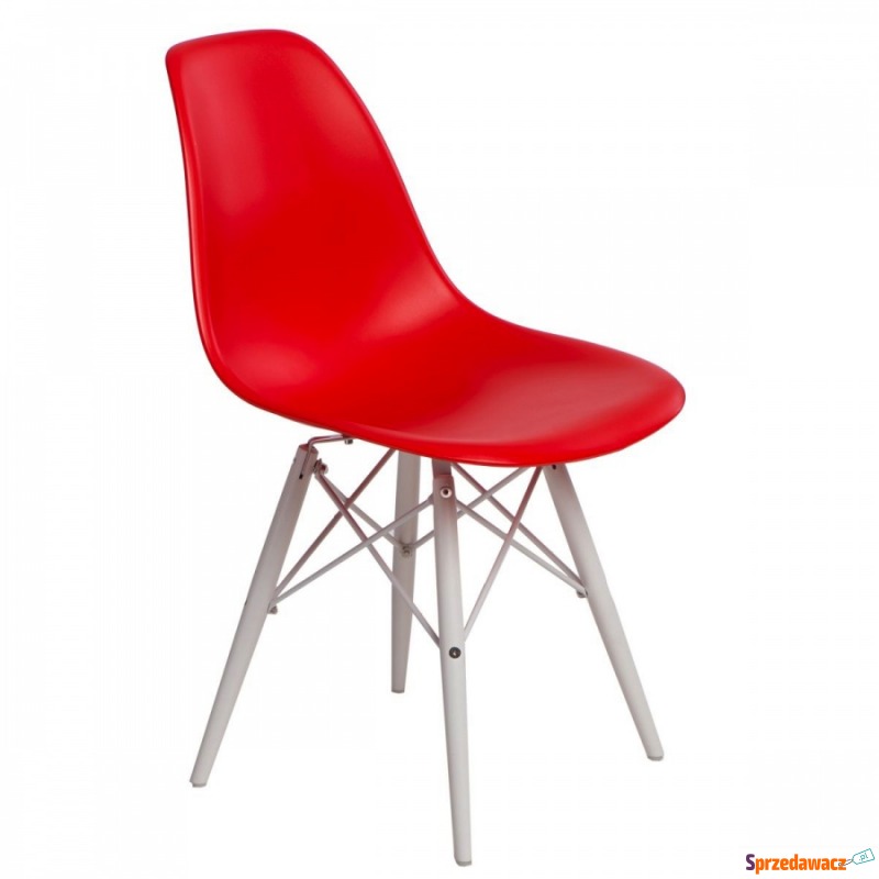 Krzesło P016W PP D2.Design czerwone/białe - Krzesła do salonu i jadalni - Piła