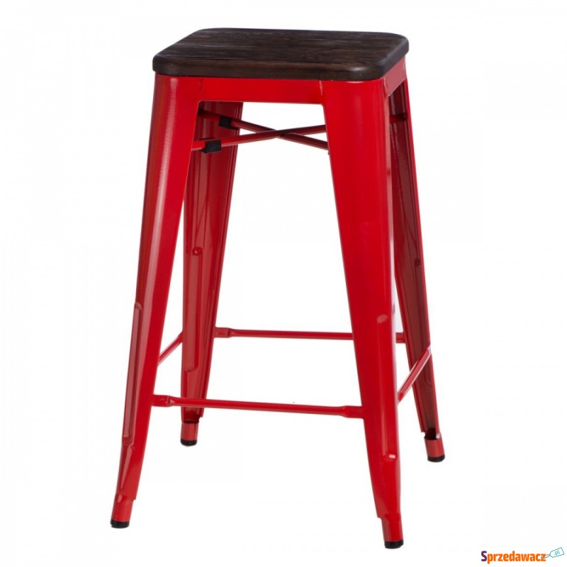 Krzesło barowe Paris Wood D2 75cm czerwone-sosna... - Taborety, stołki, hokery - Ostrołęka