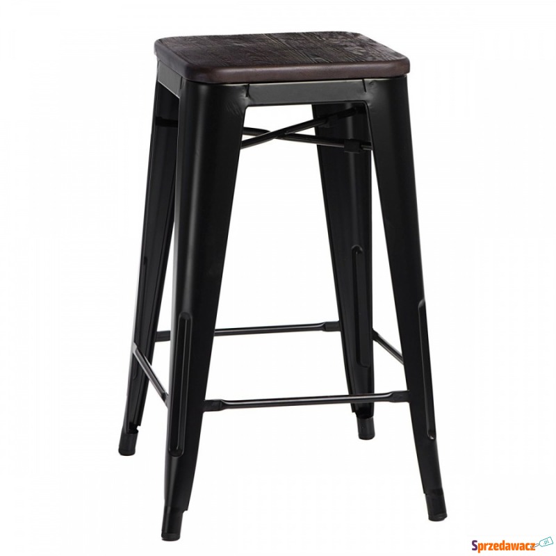 Krzesło Barowe Paris Wood D2 65cm czarne-sosna... - Taborety, stołki, hokery - Radom