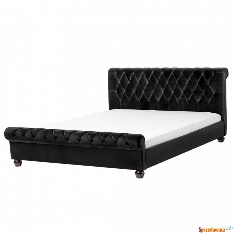 Łóżko czarne tapicerowane 160 x 200 cm Rosa B... - Łóżka - Lędziny