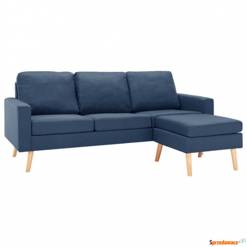 3-osobowa sofa z podnóżkiem, niebieska, tapic... - Sofy, fotele, komplety... - Pabianice