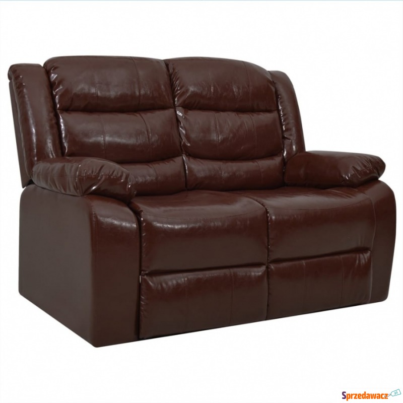 2-osobowa sofa rozkładana, brązowa, sztuczna skóra - Sofy, fotele, komplety... - Legnica