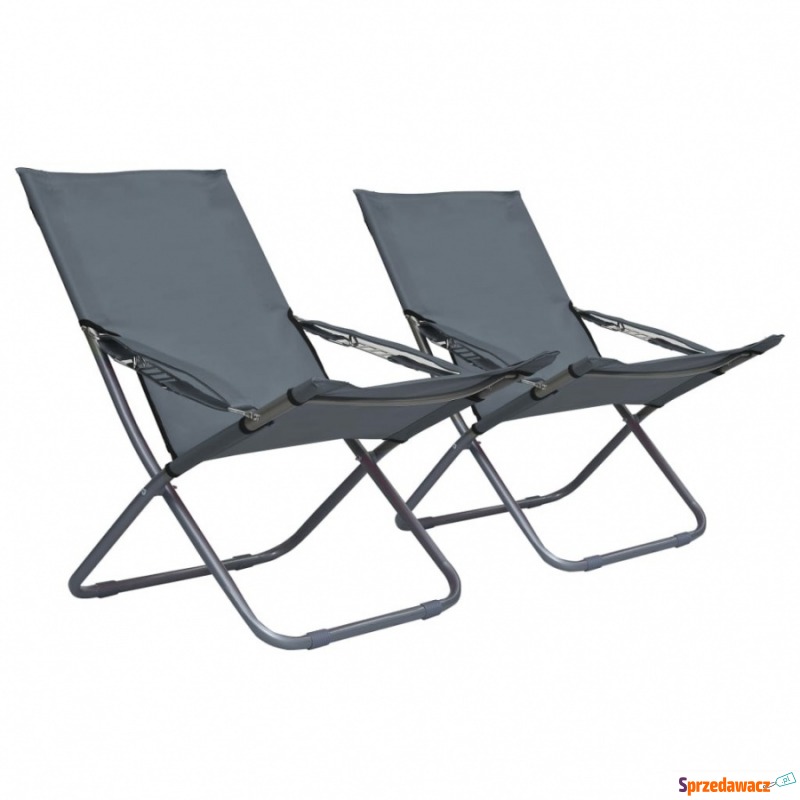 Składane krzesła plażowe, 2 szt., tkanina, szare - Leżaki - Włocławek