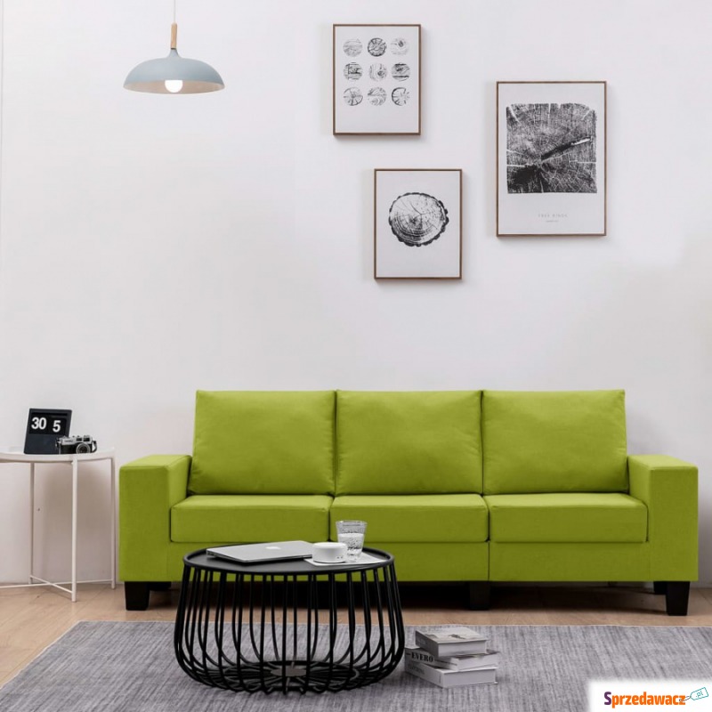 3-osobowa sofa, zielona, tapicerowana tkaniną - Sofy, fotele, komplety... - Sianowo