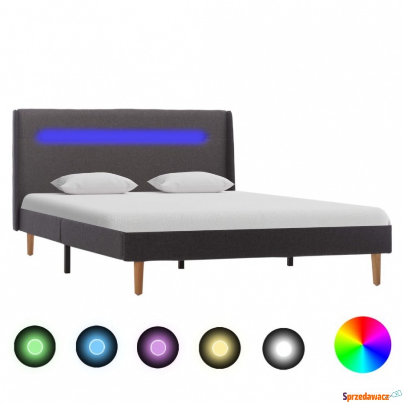 Rama łóżka z LED, szara, tkanina, 120 x 200 cm - Łóżka - Żukowo