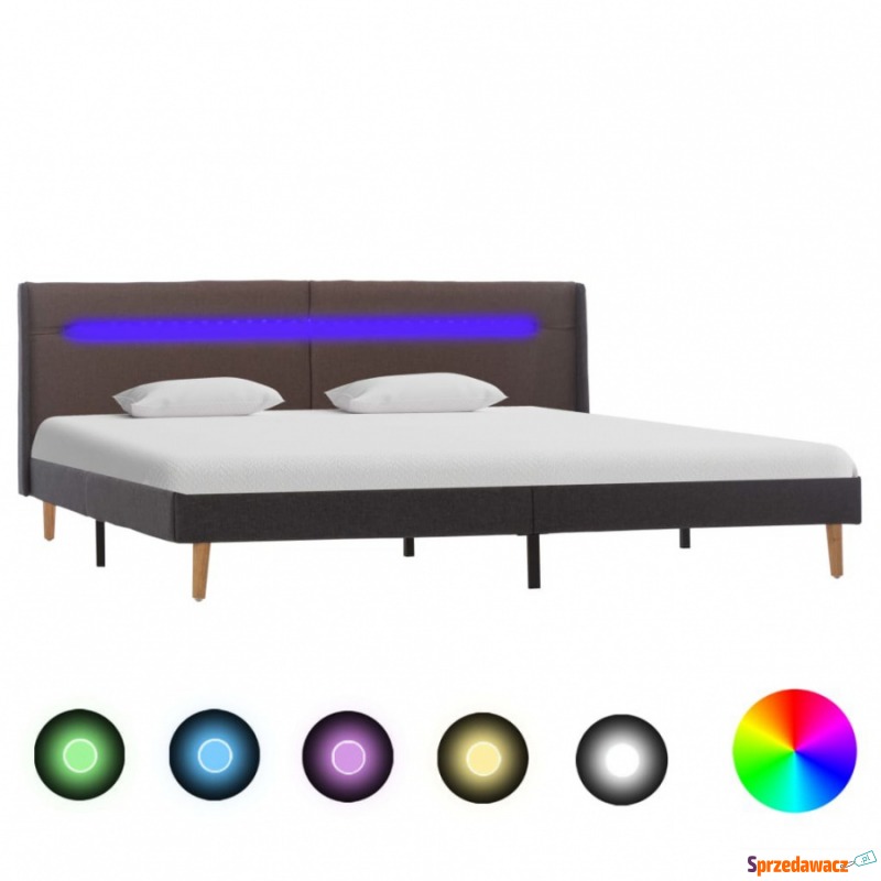 Rama łóżka z LED, taupe, tkanina, 180 x 200 cm - Łóżka - Słupsk