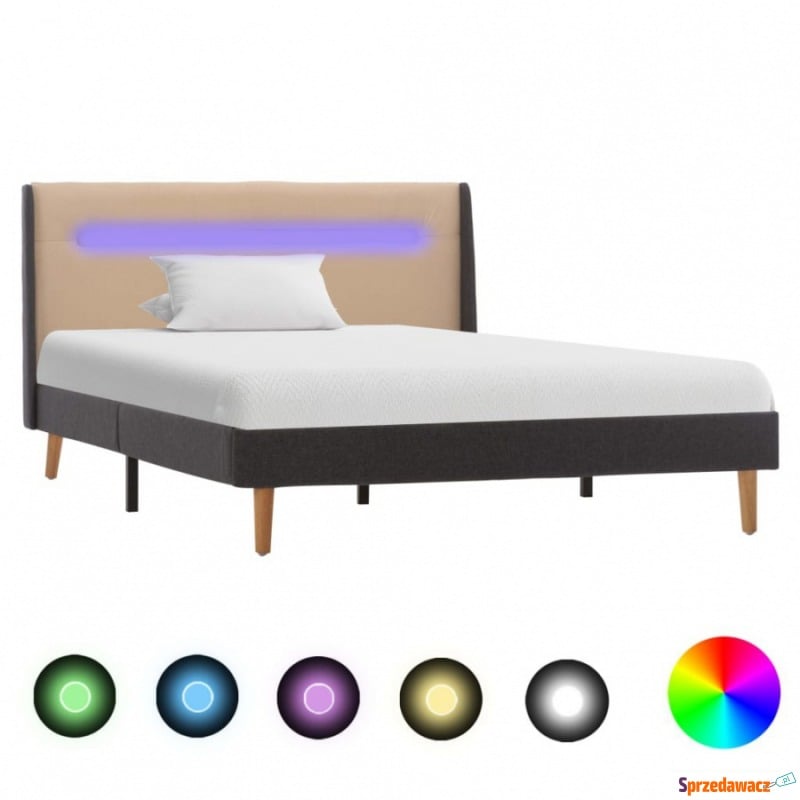 Rama łóżka z LED, kremowa, tkanina, 120 x 200... - Łóżka - Kołobrzeg