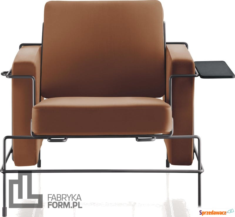 Fotel Traffic skórzany brązowy z czarną ramą - Sofy, fotele, komplety... - Zieleniewo