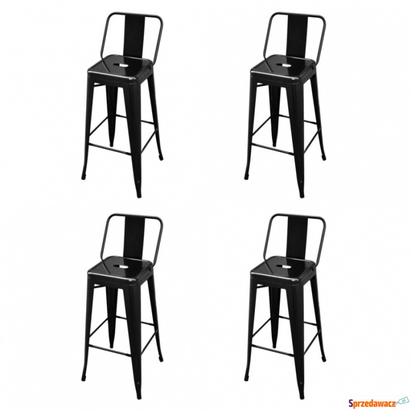 Krzesła barowe 4 szt. czarne stalowe - Taborety, stołki, hokery - Ostrołęka
