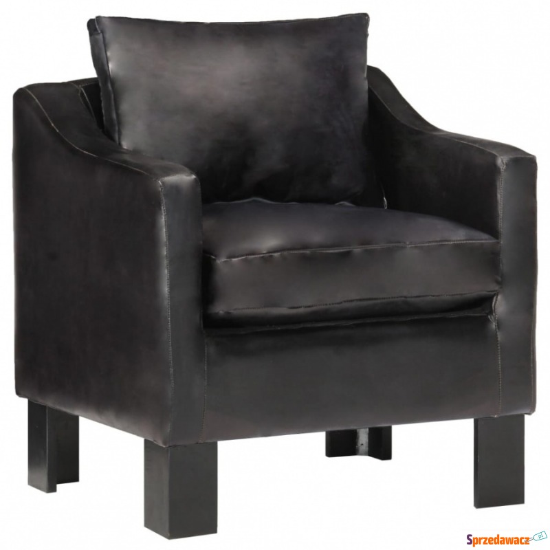 Fotel klubowy czarny prawdziwa skóra - Krzesła biurowe - Busko-Zdrój