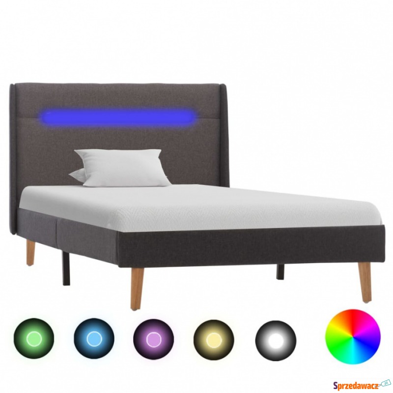 Rama łóżka z LED, szara, tkanina, 100 x 200 cm - Łóżka - Bełchatów