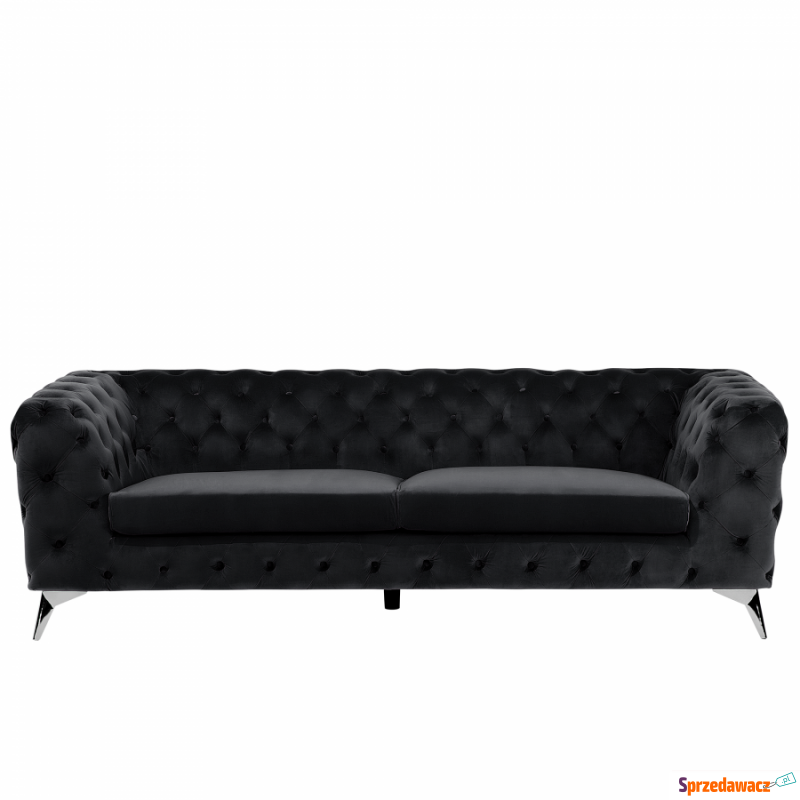 Sofa trzyosobowa welwet czarna Monachino - Sofy, fotele, komplety... - Ustka