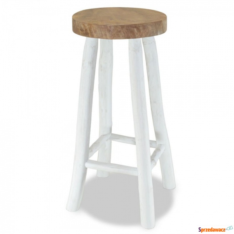 Krzesło barowe drewno tekowe brązowo-biały - Taborety, stołki, hokery - Leszno