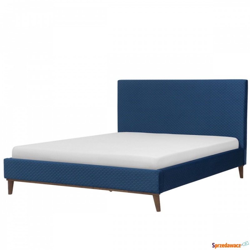Łóżko niebieskie tapicerowane 160 x 200 cm BAYONNE - Łóżka - Legionowo