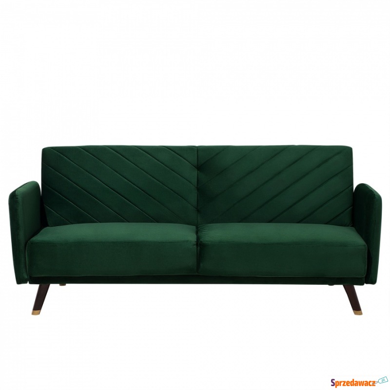 Sofa trzyosobowa welwet zielona Genna - Sofy, fotele, komplety... - Tarnów
