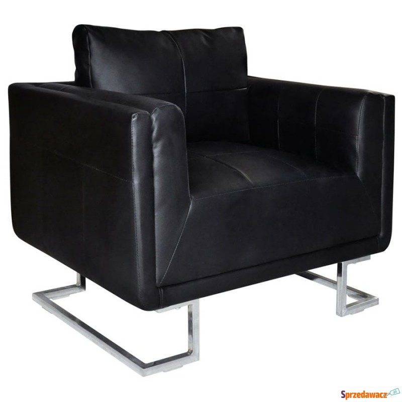 Fotel w formie kostki ze skóry syntetycznej czarny - Krzesła biurowe - Nysa