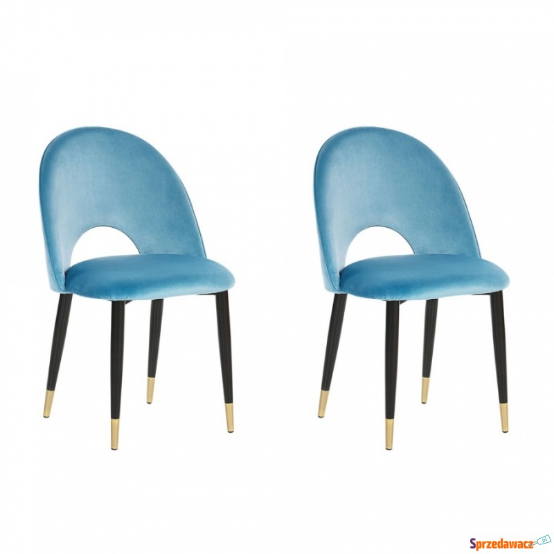 Zestaw 2 krzeseł do jadalni welurowy niebieski... - Krzesła do salonu i jadalni - Zabrze