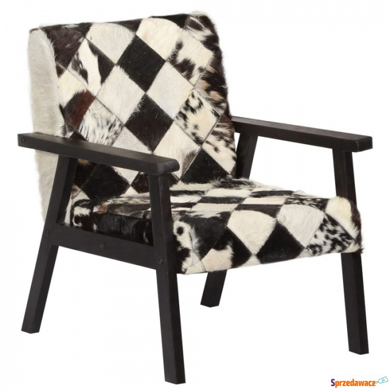 Fotel czarno-biały 61x70x74 cm prawdziwa skóra - Krzesła biurowe - Elbląg