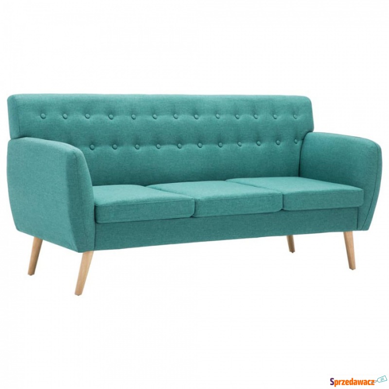 3-osobowa sofa tapicerowana tkaniną zielona - Sofy, fotele, komplety... - Płock