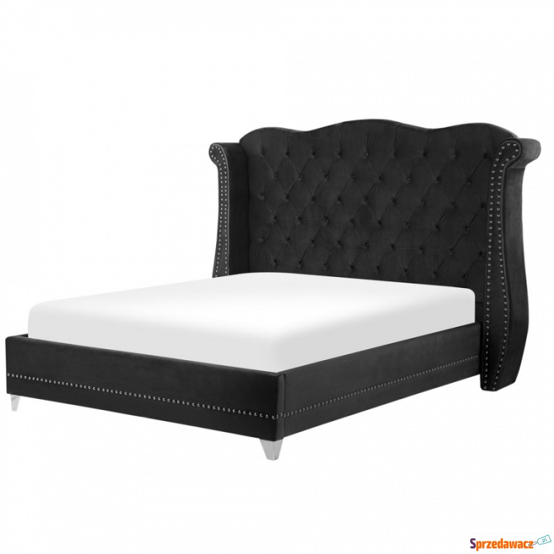 Łóżko welurowe 160 x 200 cm czarne AYETTE - Łóżka - Skierniewice