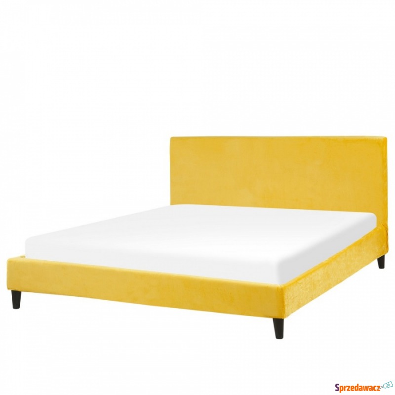 Łóżko welurowe 160 x 200 cm żółte FITOU - Łóżka - Czeladź