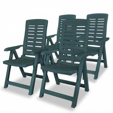 Rozkładane krzesła ogrodowe, 4 szt., plastikowe, zielone