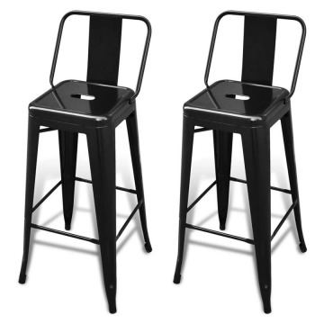 Kwadratowe krzesła barowe 2 szt. czarne