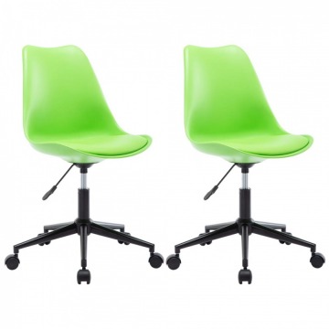 Krzesła biurowe 2 szt. obrotowe zielone sztuczna skóra