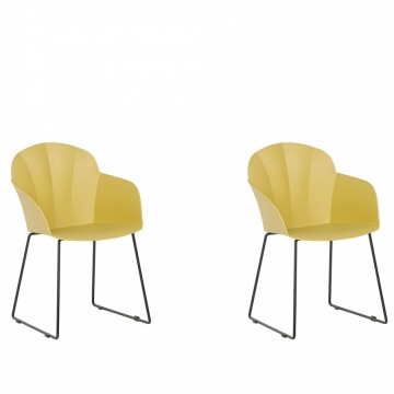 Zestaw 2 krzeseł do jadalni żółty SYLVA