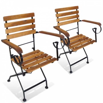 Składane krzesła ogrodowe, 2 szt., stal i lite drewno akacjowe