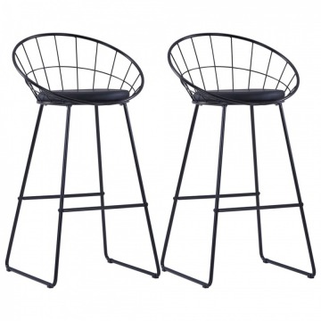 Krzesła barowe z siedziskami ze sztucznej skóry 2 szt czarna stal