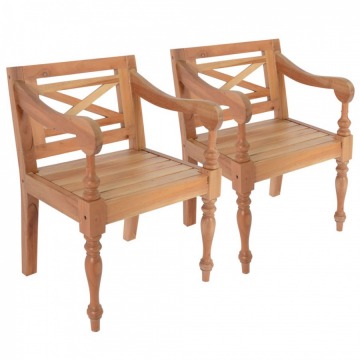 Krzesła Batavia, 2 szt., lite drewno mahoniowe, jasnobrązowe