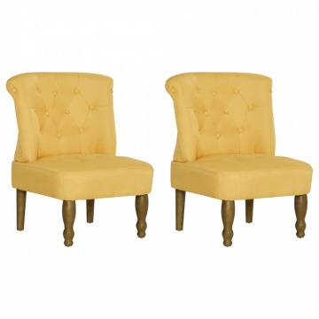 Krzesła w stylu francuskim 2 szt. żółte materiałowe