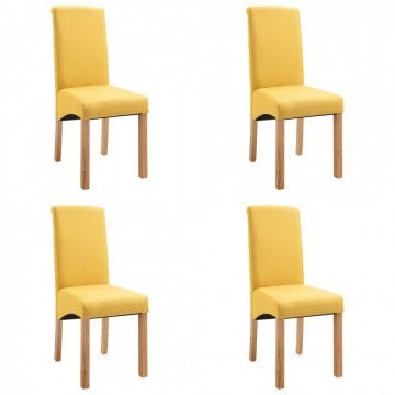 Krzesła do jadalni 4 szt. żółte tapicerowane tkaniną