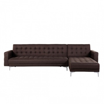 Sofa lewostronna ciemnobrązowa tapicerowana rozkładana ABERDEEN BLmeble