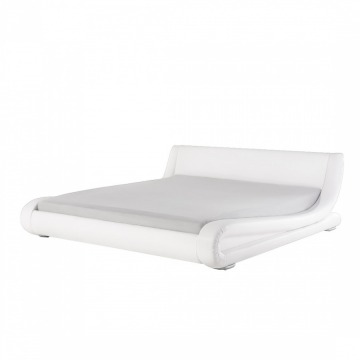 Łóżko białe - 180x200 cm - łóżko skórzane - ze stelażem - Astro
