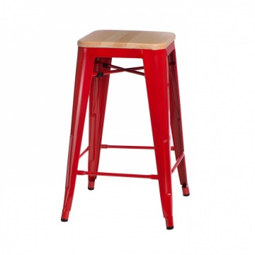 Krzesło barowe Paris Wood D2 sosna naturalna/czerwone