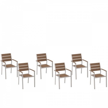 Zestaw do ogrodu 6 krzeseł brązowe VERNIO