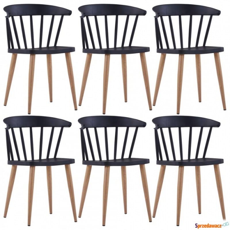 Krzesła do kuchni 6 szt. czarne plastik i stal - Krzesła kuchenne - Dębica