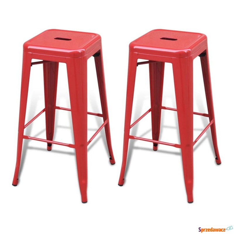 Kwadratowe krzesła barowe 2 szt. czerwone - Taborety, stołki, hokery - Zamość