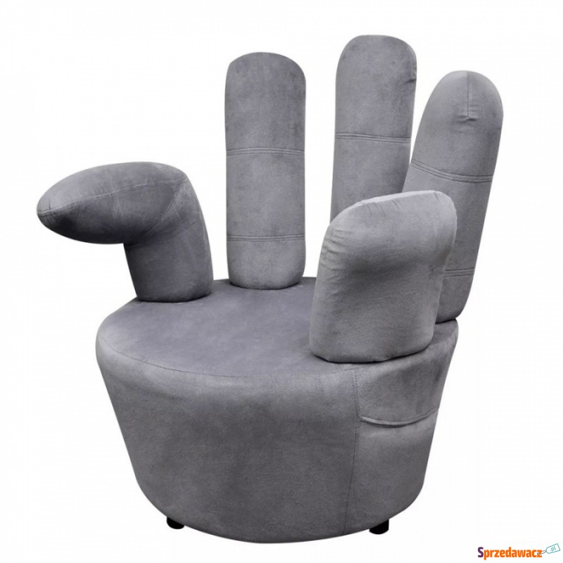 Fotel do salonu w kształcie dłoni szary aksamitny - Sofy, fotele, komplety... - Ostrowiec Świętokrzyski